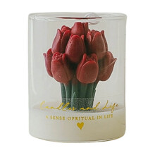 Vela aromática de tulipán en frasco de vidrio transparente