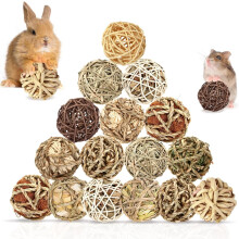 Balles d'herbe à mâcher pour lapins (16 pièces) – Jouets à rouler pour lapins, cochons d'Inde, chinchillas, hamsters et souris – Améliorent