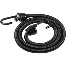 36 inch Bungee Cords with Hooks Heavy Duty, 4 Pack and 10mm Dia Black Color Cord, Marine Grade Hooks with Plastic Coating Process