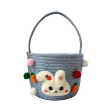 Osterkorb für Kinder – Eiersucheimer, Tragetasche aus Baumwollseil, Aufbewahrungseimer, Geschenktüte für Jungen, Mädchen und Kleinkinder –