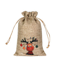 Sacs cadeaux de Noël en toile de jute à cordon pour bonbons, friandises et décorations – Sacs cadeaux rustiques pour les fêtes
