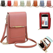 2026Nuova borsa antifurto in pelle da donna, borsetta per telefono touchscreen, borsa a tracolla con cinturino, portachiavi e portamonete (h)