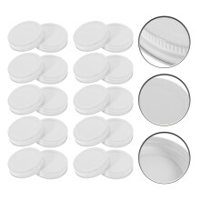 Leakproof White Tinplate Lids for Wide Mouth Canning Jars, 20 Pieces, and Airtight Seal