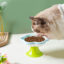 Keramische kattenbak met bloemmotief, verhoogd, 150 ml