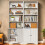 Tall White Bookcase with Doors, 4-Tier, 71" H 1