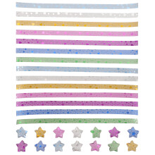 Tiras de papel origami com glitter em formato de estrela (280 unidades)