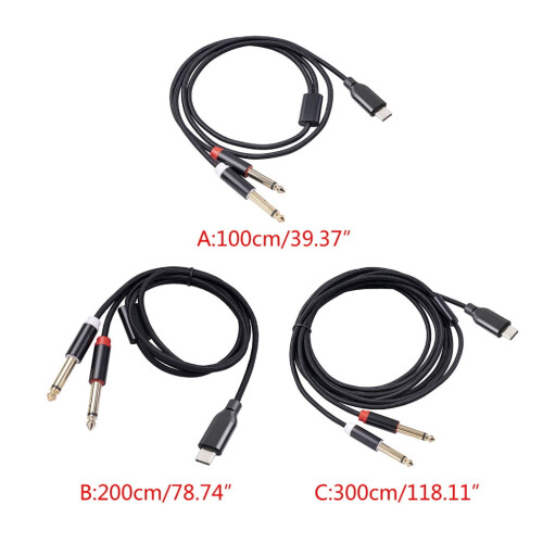 Câble USB-C vers TRS 6,35 mm ; câble double 6,35 mm de type C ; large compatibilité 2