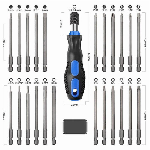 24 In 1 Extended Screwdriver Bit Set Cr-v 1/4" Multi-function Phillips Hex Torx Electric Screwdriver With Self-locking Handle 1