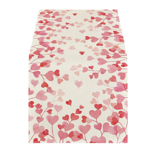 Chemin de table et set de table en lin rouge pour la Saint-Valentin 2
