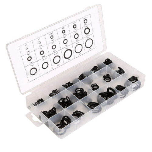 225-Piece Metric NBR Rubber O-Ring Set Black 2