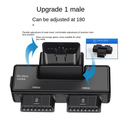 2X OBD2 One Divided Into Two Adaptor Wire 16 Pin 16 Core OBD Expansion Cable Connector Adapter Cable Universal 2