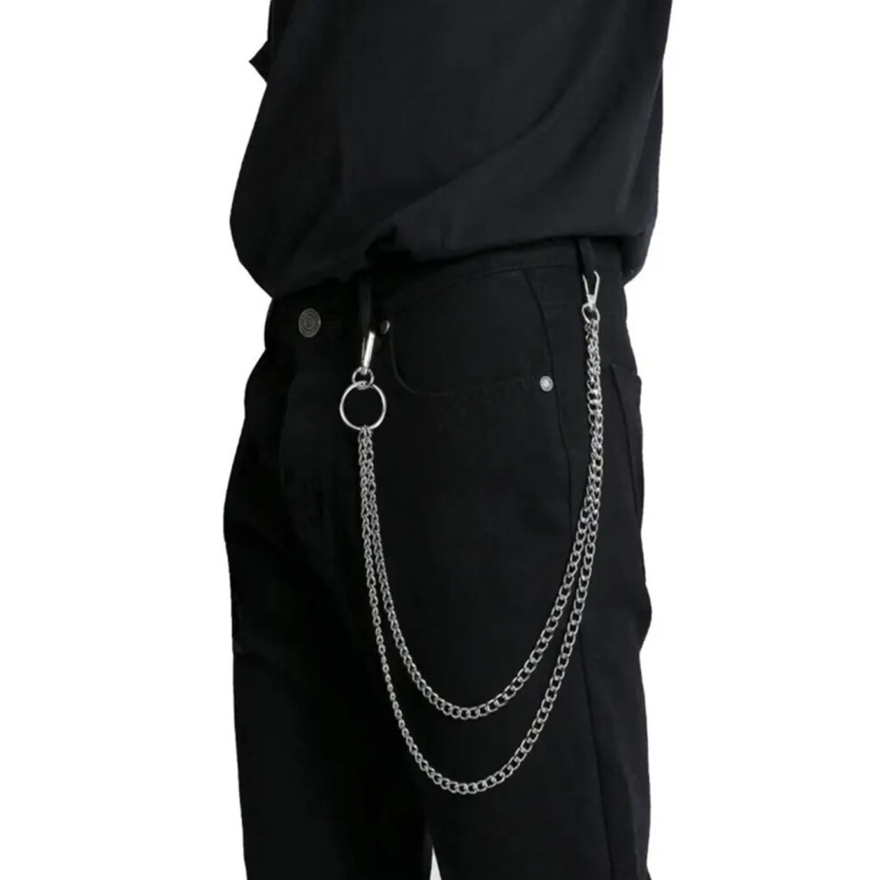 Double Layer Metal Pants Chain For Men & Women, 56Cm Adjustable 8731389848786