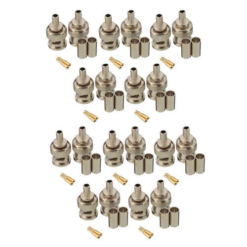 20 Sets 3-Piece BNC Male RG58 Plug Crimp Connectors