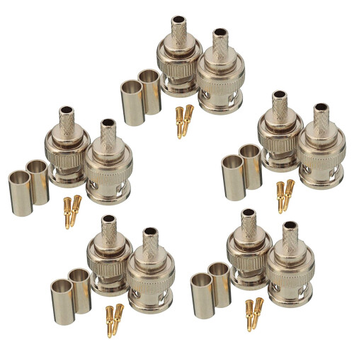 20 Sets 3-Piece BNC Male RG58 Plug Crimp Connectors 1
