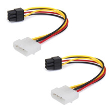 2X 4-Pin Male to 6-Pin Female socket Power Cable for PCIe PCI Express Adapter