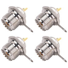 4X UHF FêMea SO239 Jack Anteparo Solda Conector Reto de Montagem em Painel RF, Prata