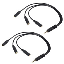 2X Odial(R) Cable Divisor de Audio Estereo de 3,5 mm Chapado en Oro 3.5 mm (1/8 Pulg.) Trrs Enchufe Estereo Macho