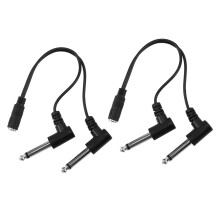 2X 3.5mm 1/8 Inch TRS Stereo Female Jack to Dual 1/4 6.35mm Male Plug Mono TS Right Angle Audio Adapter