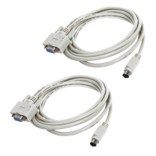 2X DB9P to 8P Din RS232 Download Cable White 8.2 Ft for PLC DVP-EH