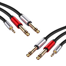 2X Cavo Audio da 3,5 mm A Doppio Adattatore da 6,5 mm Cavo Audio da 3,5 A 6,5 AUX Cavo 3,5 Jack Splitter per Amplificatore per Chitarra Basso
