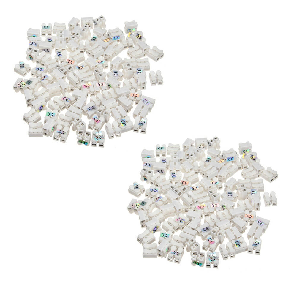 200Pcs Plastic 2 Pin Push Quick Cable Connector Wiring Terminal 10A 250V 4713933482459