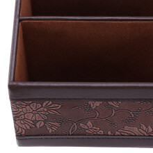 2X Retro PU Leder Kosmetik Aufbewahrungsbox Fernbedienung Telefon Halter Tisch Organizer fuer Home Office Aufbewahrungskoffer
