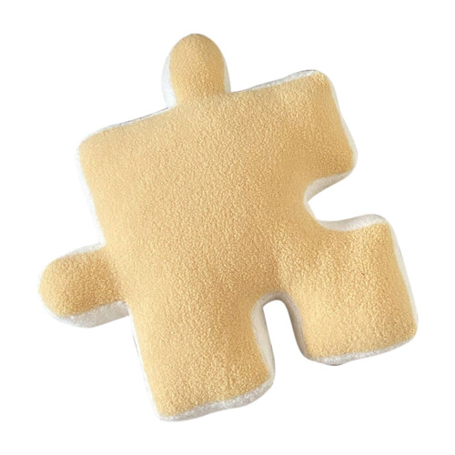 Ultra Soft Puzzle Shape Teddy Wool Throw Pillow for Sofa Bed Yellow 1