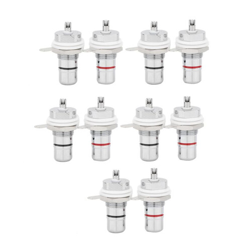 10Pcs Rhodium Plated RCA Socket RCA Female Panel Mount Plug Audio Terminal RCA Panel Mount Chassis 1