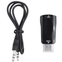 Adaptador Conversor compatible con a VGA dorado con Cable de audio de 3.5 mm Porta para PC, Ordenador portatil, DVD, Escritorios, Ultrabook,