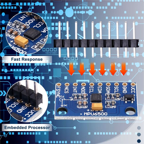 Módulo de Sensor de Acelerómetro Giroscopio MPU6500 de 10 Piezas Módulo de Sensor GY-6500 de 6 Ejes Protocolo de Comunicación IIC 2