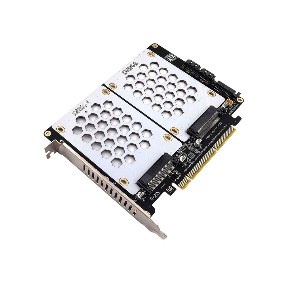 U.2 Dual-Disk Adapter Card Dual-Disk Sff8639 U.2 Nvme And 2.5-Inch Hard Drive To Pcie4.0 Split Card 4711284673953