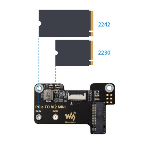 Waveshare Adapter Board for Raspberry Pi 5 PCIe to M.2  Adapter Board with Cooler Support NVMe Hard Disk Protocol 2