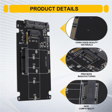 2 in 1 NGFF M.2 B+M Key PCI-E or mSATA SSD to III Adapter Card for full msata SSD/ 2230/2242/2260/22x80 M2