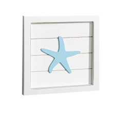 Décoration murale 3D Plage Océan avec étoiles de mer, hippocampes, dollars des sables et corail – Décoration côtière turquoise (18 x 18 cm)
