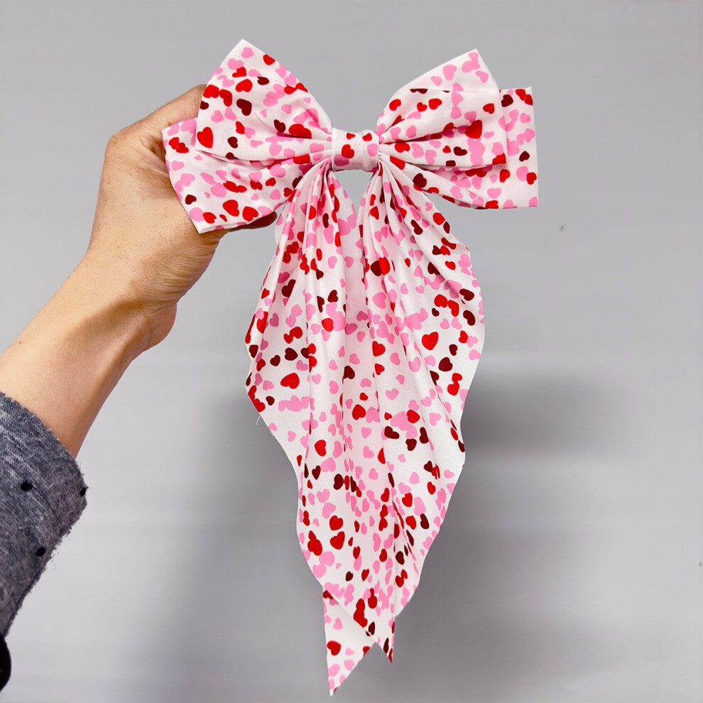 Heart-Shaped Bow Hair Clip with Spring Grip