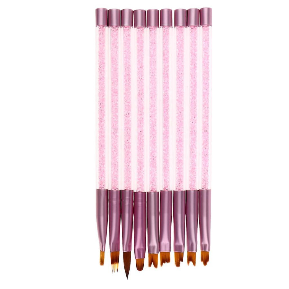 9x Uv Gel Acrylic Nail Art Polish Builder Painting Drawing Brushes Pens Set