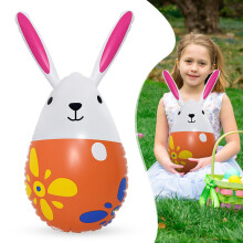 Aufblasbare Osterhasen-Ei-Gartendekoration 2026, 40 cm, farbenfrohe Outdoor-Dekoration für Rasen/Garten/Frühlingsfest – leicht aufzublasen,