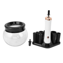 Makeup Brush Cleaner Dryer 8 Silicone Collars Deep Cleaning Automatic White