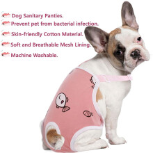 Dog Diapers with Suspenders – Adjustable Sanitary Panties for Female Dogs, Comfortable Heat Cycle Underwear, Pink