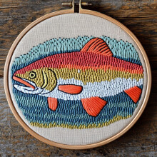 DIY Punch Needle Kits Trout Fish Easy for Beginners Punch Needle Embroidery Set with Hoop Stamped Pattern for Craft lovers and Home Decor-1