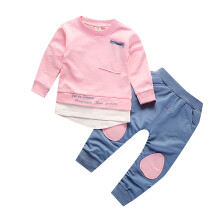Conjunto de algodão de 2 peças para meninos e meninas - Roupa de manga comprida macia e respirável para brincadeiras ao ar livre - Compatível com