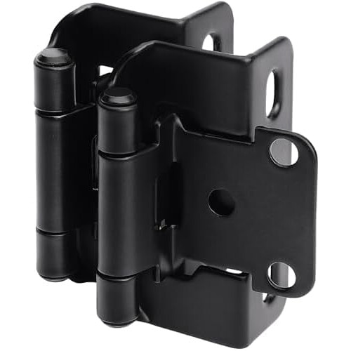 Συσκευασία 60 μαύρων μεντεσέδων ντουλαπιού επικάλυψης 1/2" (30 ζεύγη) – Ημικρυφοί,
