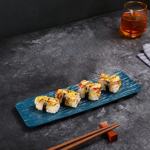 Bandeja rectangular de plástico para servir sushi y postres – 1 unidad