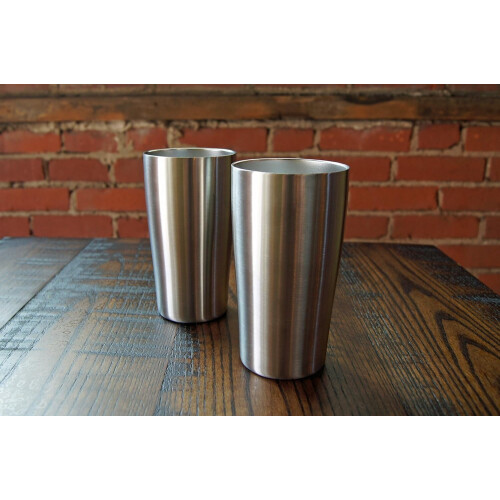 Rustfrit vakuumisoleret ølglas - 16oz pubpintglas, sæt med 2 1