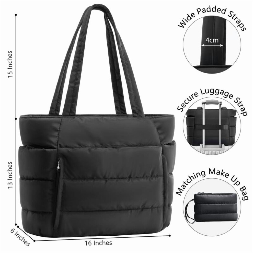 Puffer Tote Bag for Women Quilted Lightweight 15.6-inch
