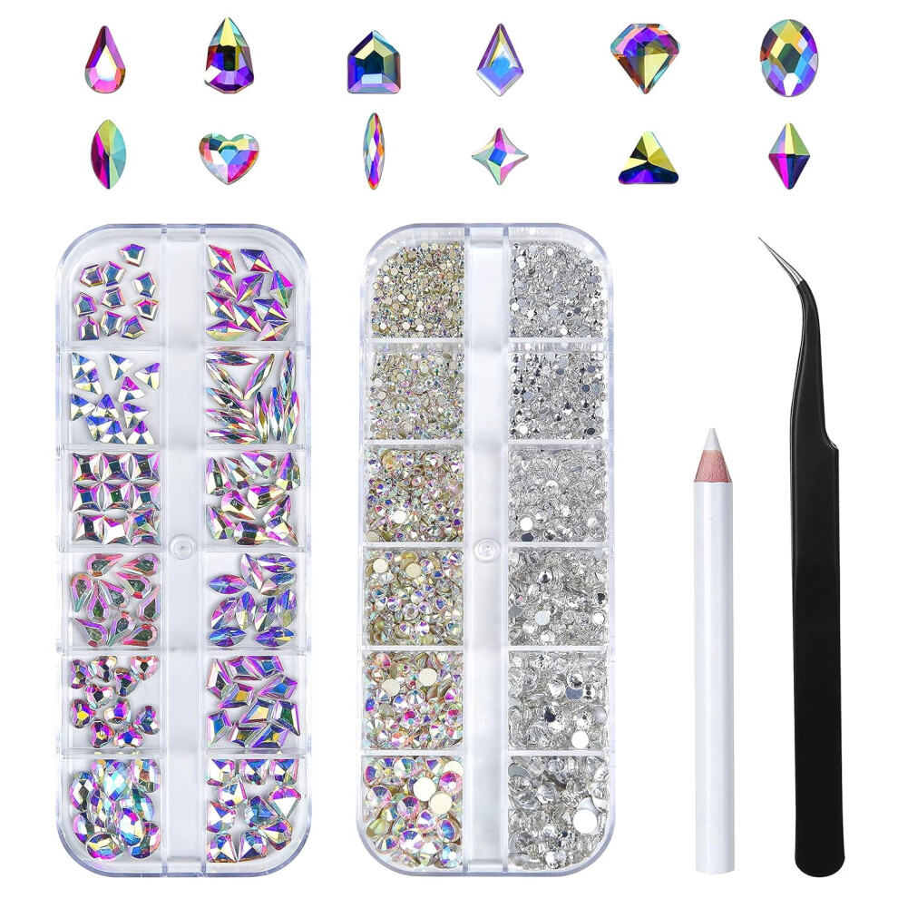 Glass Rhinestones and Flatback Nail Gems Set 2520 pcs