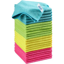 Chiffons de nettoyage en microfibre bleue (paquet de 50), 29 x 29 cm, non pelucheux, anti-rayures, très absorbants et réutilisables pour la