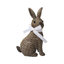 Handcrafted Blue Woven Bunny Decor with Ribbon Perfect for Easter, Nursery, or Home Decoration Accents E