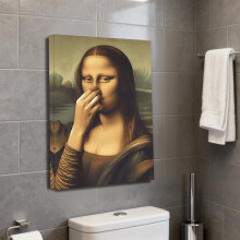 Vintage Mona Lisa fürdőszobai vászonkép keretben 39x20 cm