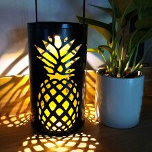 Retro ijzeren hanglamp op zonne-energie met ananasdesign (1 stuk)